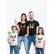 Футболка Family Look с принтом "Олень с рогами" для всей семьи в одном стиле