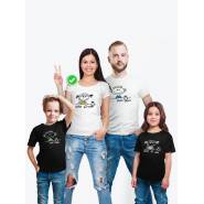 Футболки family look для всей семьи с принтом Happy Family | Прикольные одинаковые семейные футболки