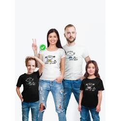 Футболки family look для всей семьи с принтом Happy Family | Прикольные одинаковые семейные футболки