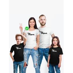 Футболки Фэмили Лук для мамы, папы, сына с принтом The original&remix / Family look для всей семьи