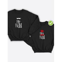 Парная толстовка без капюшона для двоих "Mr Right / Mrs Right"