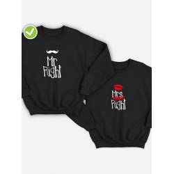 Парная толстовка без капюшона для двоих "Mr Right / Mrs Right"