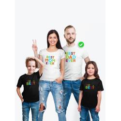 Футболки family look для всей семьи с принтом Best ever | Прикольные одинаковые семейные футболки