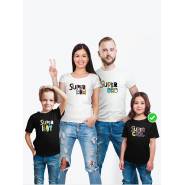 Футболки family look для всей семьи с принтом Super family| Прикольные одинаковые семейные футболки