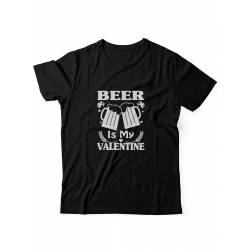 Футболка ко дню влюбленных с принтом Beer is my valintine | Футболка на 14 февраля