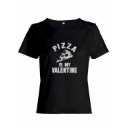 Футболка ко дню влюбленных с принтом Pizza is my valentine | Футболка на 14 февраля