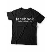 Мужская футболка с прикольным принтом "Facebook wasting live since 2004"