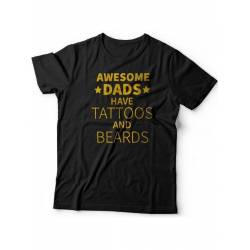 Мужская футболка с прикольным принтом "Awesome dads have tattoos and beards"