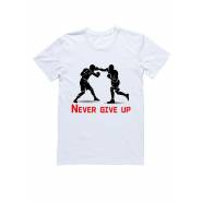 Мужская футболка с прикольным принтом "Never give up"
