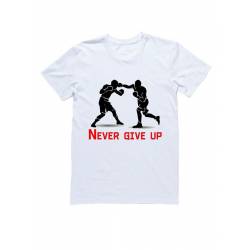 Мужская футболка с прикольным принтом "Never give up"