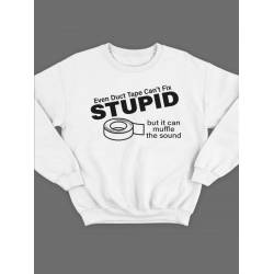 Модный свитшот - толстовка без капюшона с принтом "Even duct tape can't fix stupid, but it can"