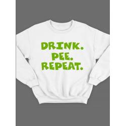 Модный свитшот - толстовка без капюшона с принтом "Drink. Pee. Repeat"