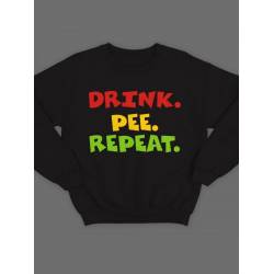 Модный свитшот - толстовка без капюшона с принтом "Drink. Pee. Repeat"