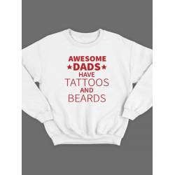 Модный свитшот - толстовка без капюшона с принтом "Awesome dads have tattoos and beards"
