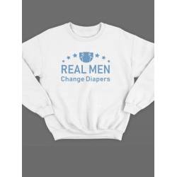 Модный свитшот - толстовка без капюшона с принтом "Real man change diapers"