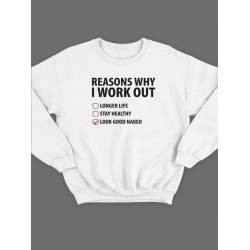Модный свитшот - толстовка без капюшона с принтом "Reasons why i work out"