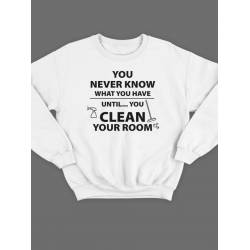 Модный свитшот - толстовка без капюшона с принтом "You never know what you have until"