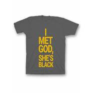 Мужская футболка с прикольным принтом "I met god she is"