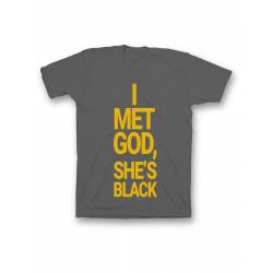 Мужская футболка с прикольным принтом "I met god she is"
