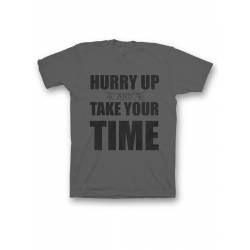 Мужская футболка с прикольным принтом "Hurry up and take your time"