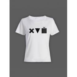 Женская футболка с прикольным принтом "X triangle cube"