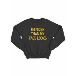 Свитшот женский модный с принтом I'm nicer / Толстовка для женщин с надписью