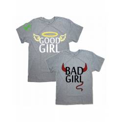 Парные футболки для влюбленных, для подруг с надписью Good girl&bad girl/для двоих