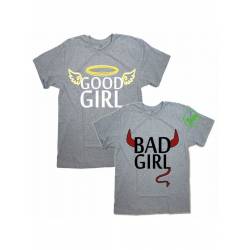 Парные футболки для влюбленных, для подруг с надписью Good girl&bad girl/для двоих