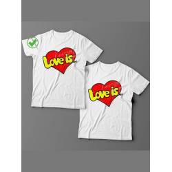 Футболки для двоих со смешными надписями с принтом Love is.../Парные для влюбленных