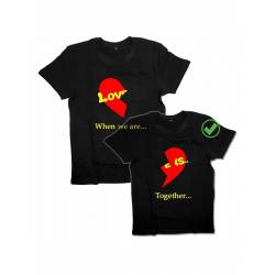 Парная футболка для двоих с принтом "Love is... when we are & together"