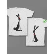 Оригинальные парные футболки для двух влюбленных / Семейный Лук с принтом Милые кролики