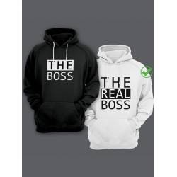 Парная толстовка для двоих - худи с принтом "The boss & The real boss"