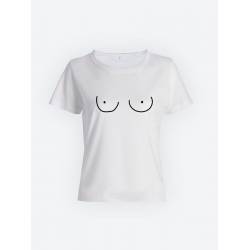 Модная женская футболка с принтом «Doodle boobs».