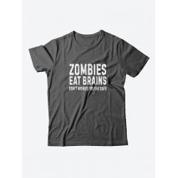 Мужская футболка с забавным принтом и смешной надписью Zombies eat brains/для мужчины