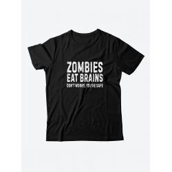 Мужская футболка с забавным принтом и смешной надписью Zombies eat brains/для мужчины