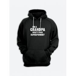 Мужская толстовка с капюшоном для дедушки с принтом "I'm a grandpa whats your superpower"