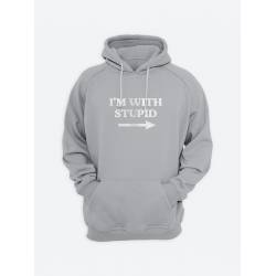 Женская толстовка с капюшоном с принтом "I'm with stupid"