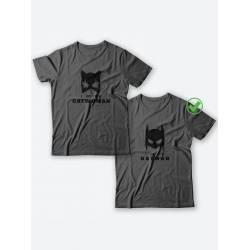 Парные футболки для мужа и жены, для парня и девушки с надписью Batman&Catwoman/для двоих
