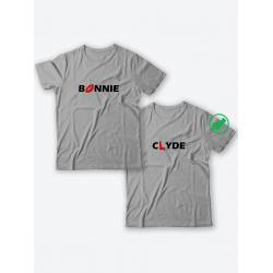 Красивые парные футболки с надписями/для влюбленных с принтом Bonnie&Clyde