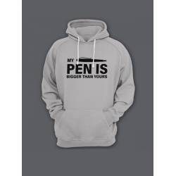 Прикольная мужская толстовка с капюшоном - худи с принтом "My pen is bigger than yours"