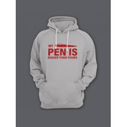 Прикольная мужская толстовка с капюшоном - худи с принтом "My pen is bigger than yours"