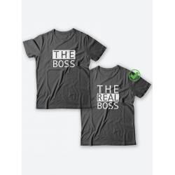Парные футболки для мужа и жены, для парня и девушки The boss/для двоих с принтом