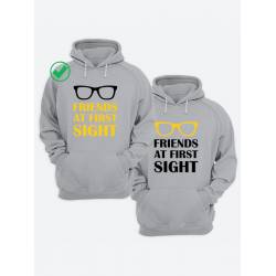 Парная толстовка для двоих с принтом "Friends at first"