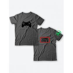 Парная футболка для двоих с принтом "Game over"