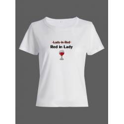 Женская футболка со смешной надписью "Lady in red Red in Lady"/Смешная