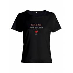 Женская футболка со смешной надписью "Lady in red Red in Lady"/Смешная