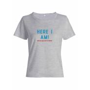Женская футболка со смешной надписью "Here i am"/Смешная