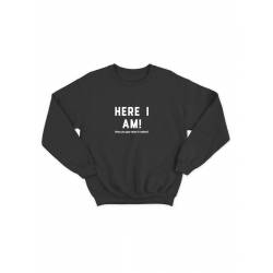 Мужской свитшот со смешным принтом "Here i am"/ Забавная толстовка без капюшона