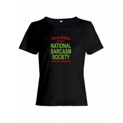 Женская футболка со смешной надписью "Nation sarcasm society"/Смешная