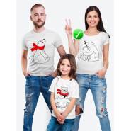 Футболки Фэмили Лук для мамы, дочки, папы, сына с принтом Мишки | Family Look для всей семьи